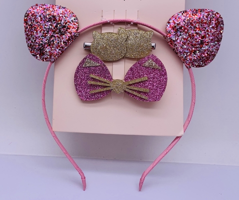 Sequin Bogen Kinder Haar Accessoires Kopfband mit Hoop rosa Farbe