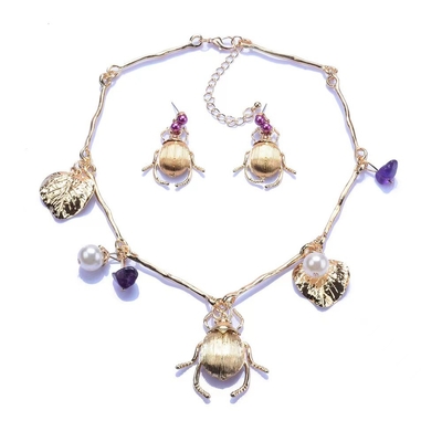 Modeschmuck mit Roségold Set Frauen Halskette mit Ohrringe