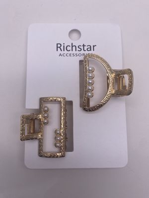 Einfache Metall-Haar-Knarren-Clips mit modischen Perlen in mattem Finish