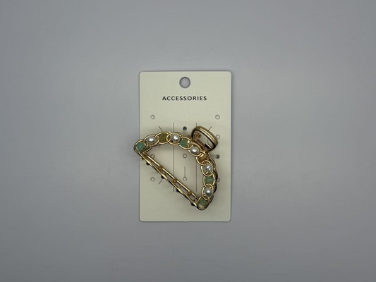 Metallhaarklemmclip mit Jadeperle