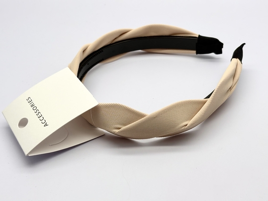 Stilvolles und strapazierfähiges beigefarbenes geflochtenes Stoff-Haarband für Damen, Haaraccessoires