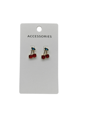 Frühsommer Neues Rotzirkon Kirsch Ohrstöpsel Elegantes Trendy Obstförmige Ohrringe für Frauen Mädchen All-Match Modisch Stilvoll