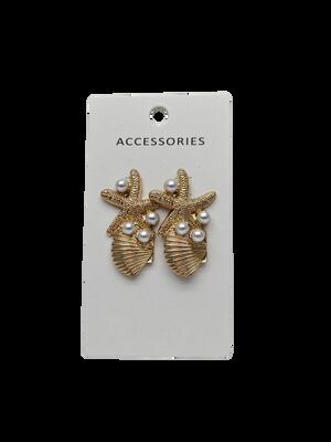 Modische Ferien Strandstil Marine Life Serie Metall Marine Stil Meeresstern Schal Intrigierte Perle Weibliche Legierung Stud Ohrringe