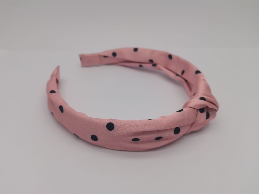 Gewebe Haarband für Frauen Mädchen Damen Rosa mit schwarzem kleinen Punkt in lebendigen Farbtönen