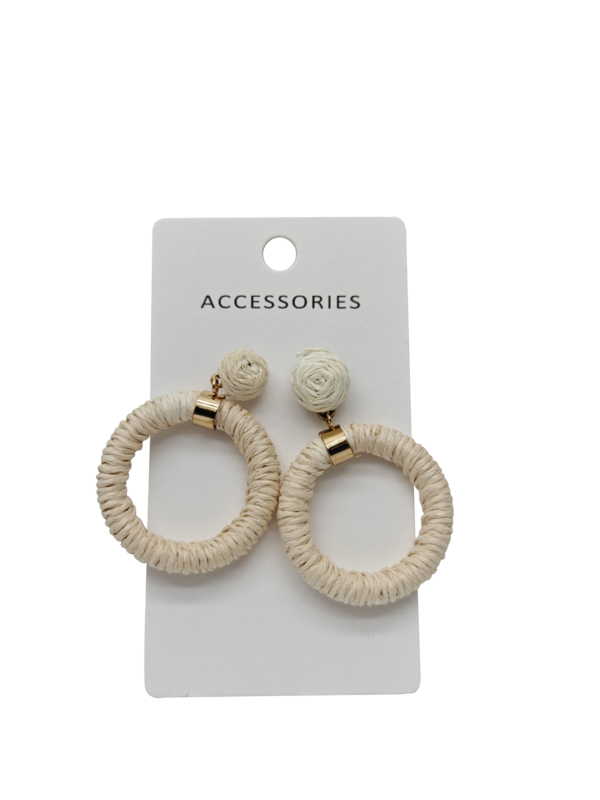 Neue runde Rattan-Ohrringe, handgewebte Ohrringe, Ohrringe im böhmischen Stil, schlichte Raffia-Ohrringe mit Anhänger