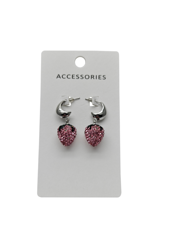 Strass Erdbeer Ohrringe für Damen, süßes, liebes Mädchen, Kristall-Frucht-Ohrhänger, leichter Luxus-Schmuck